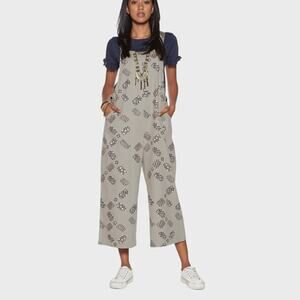 Bombay Paisley Artsy Pineapple Dungarees Overall Jumpsuit M Cotton Lagenlook